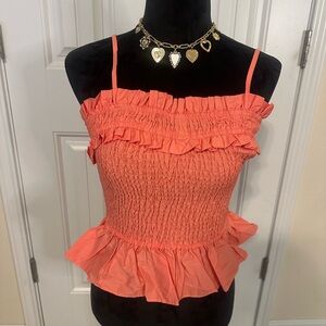 Blue Velvet boutique brand Coral Ruffle Smocked peplum top